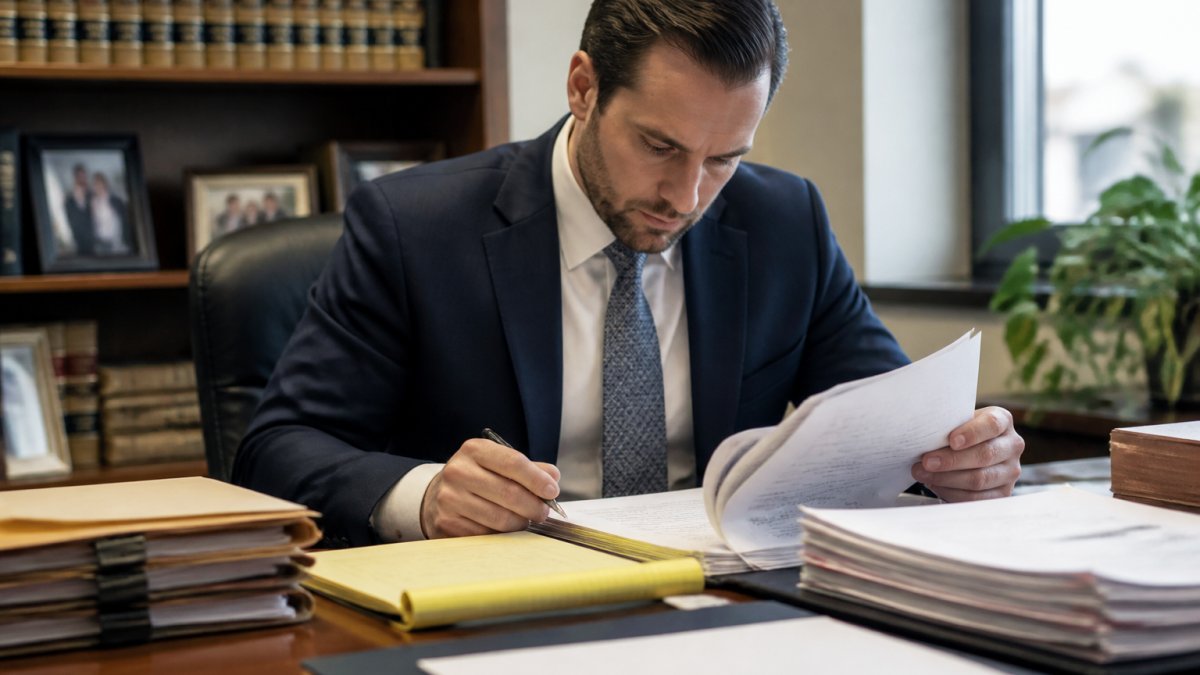 Attorney reviewing legal files and a calendar to meet a statute of limitations truck accident deadline